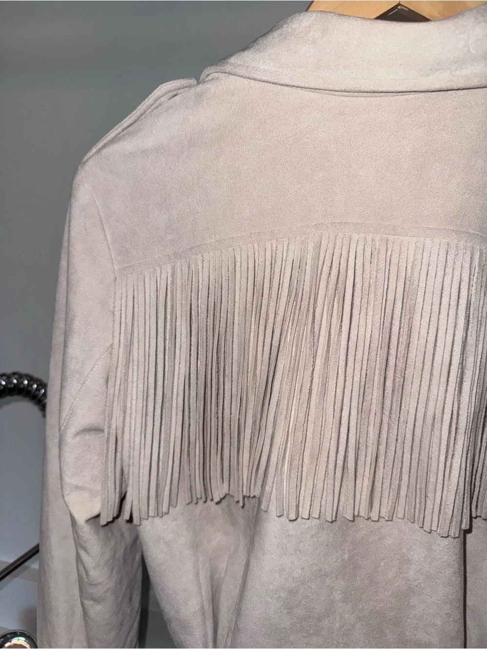Light Cream Fringe Suede-like Western Jacket - Picture 4 of 6